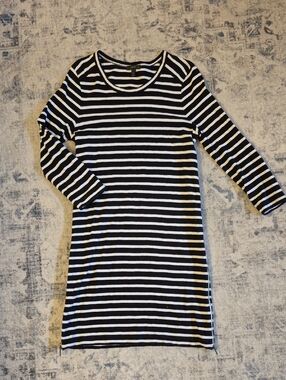 chinese dress ladies Plaid Tie Waist Long Sleeve Dress Navy / 2XL main image 0